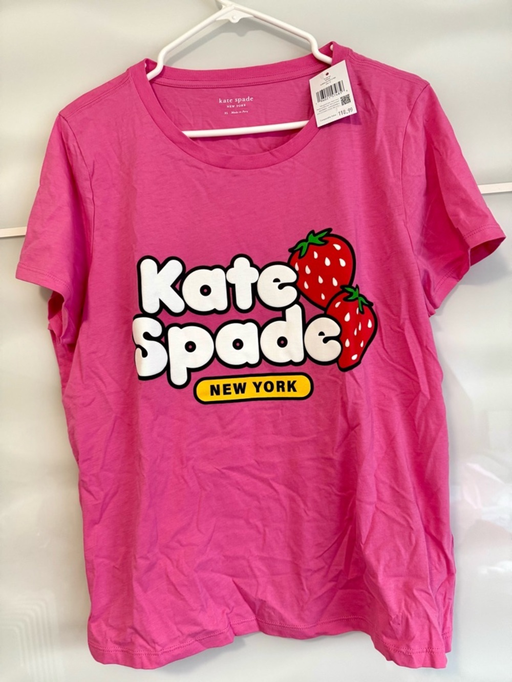 NWT Kate spade strawberry candy tshirt pink size xl - Picture 2 of 6